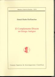 EL COMPLEMENTO DIRECTO EN GRIEGO ANTIGUO | 9788400084868 | RIAÑO RUFILANCHAS, DANIEL