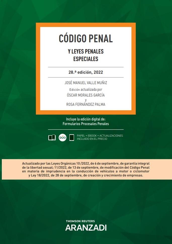 CODIGO PENAL (DUO) | 9788411250016 | FERNÁNDEZ PALMA, ROSA/MORALES GARCÍA, OSCAR/VALLE MUÑÍZ, JOSÉ MANUEL