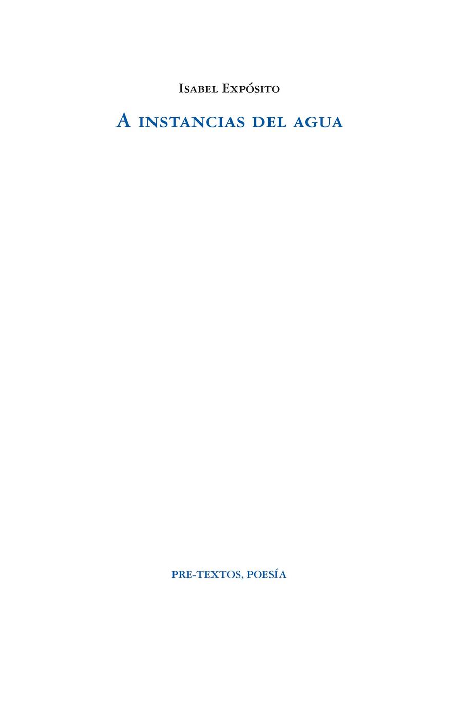 A INSTANCIAS DEL AGUA | 9788419633040 | EXPÓSITO, ISABEL