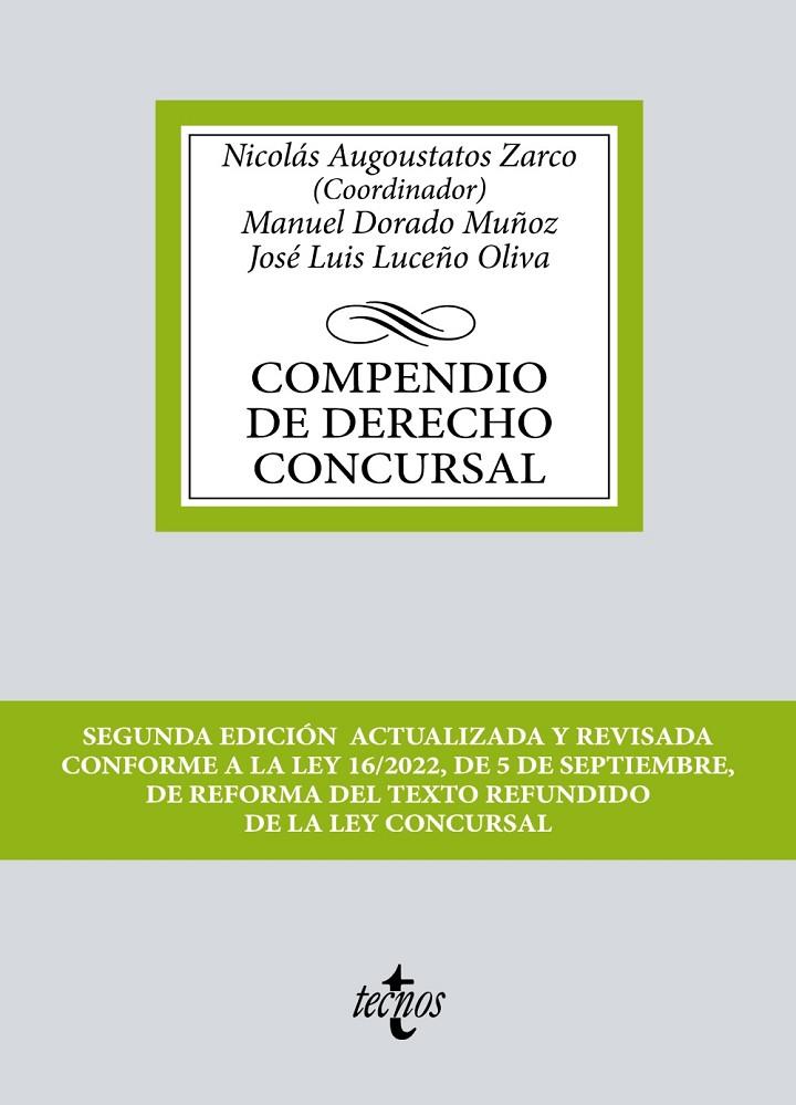 COMPENDIO DE DERECHO CONCURSAL | 9788430987191 | AUGOUSTATOS ZARCO, NICOLÁS / DORADO MUÑOZ, MANUEL / LUCEÑO OLIVA, JOSÉ LUIS