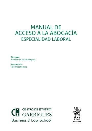 MANUAL DE ACCESO A LA ABOGACIA. ESPECIALIDAD LABORAL | 9791370107765 | DE PRADA RODRIGUEZ, MERCEDES