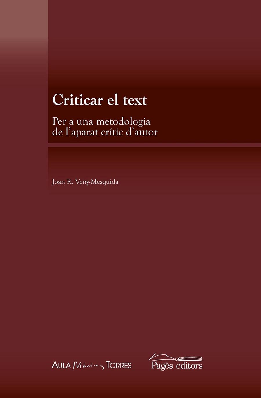 CRITICAR EL TEXT | 9788499756974 | VENY MESQUIDA, JOAN RAMON