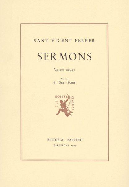 SERMONS IV (SANT VICENT FERRER) | 9788472260597 | SANT VICENT FERRER