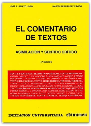 COMENTARIO DE TEXTOS, EL | 9788485789719 | FERNÁNDEZ VIZOSO, MARTÍN/BENITO LOBO, JOSÉ ANTONIO