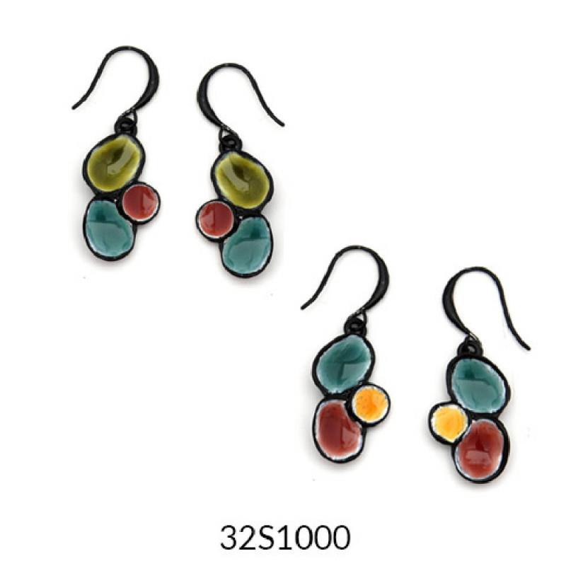 ARRECADES BLACK MULTI 32 ESMALTADA 3 COLORS | 32s1000