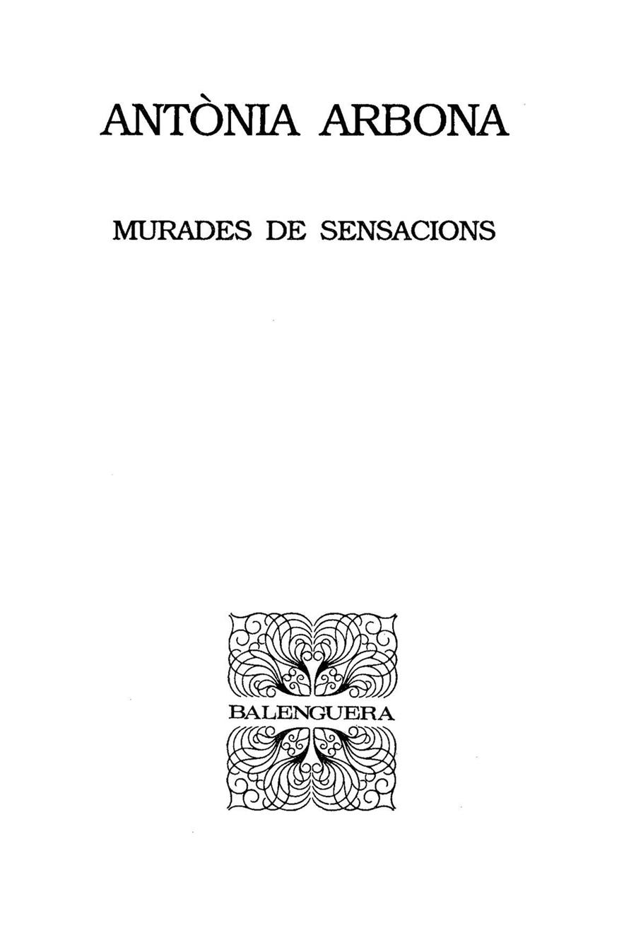MURADES DE SENSACIONS | 9788427350700 | ARBONA SANTAMARIA, ANTONIA