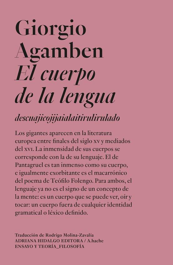 CUERPO DE LA LENGUA, EL | 9788419208965 | AGAMBEN, GIORGIO