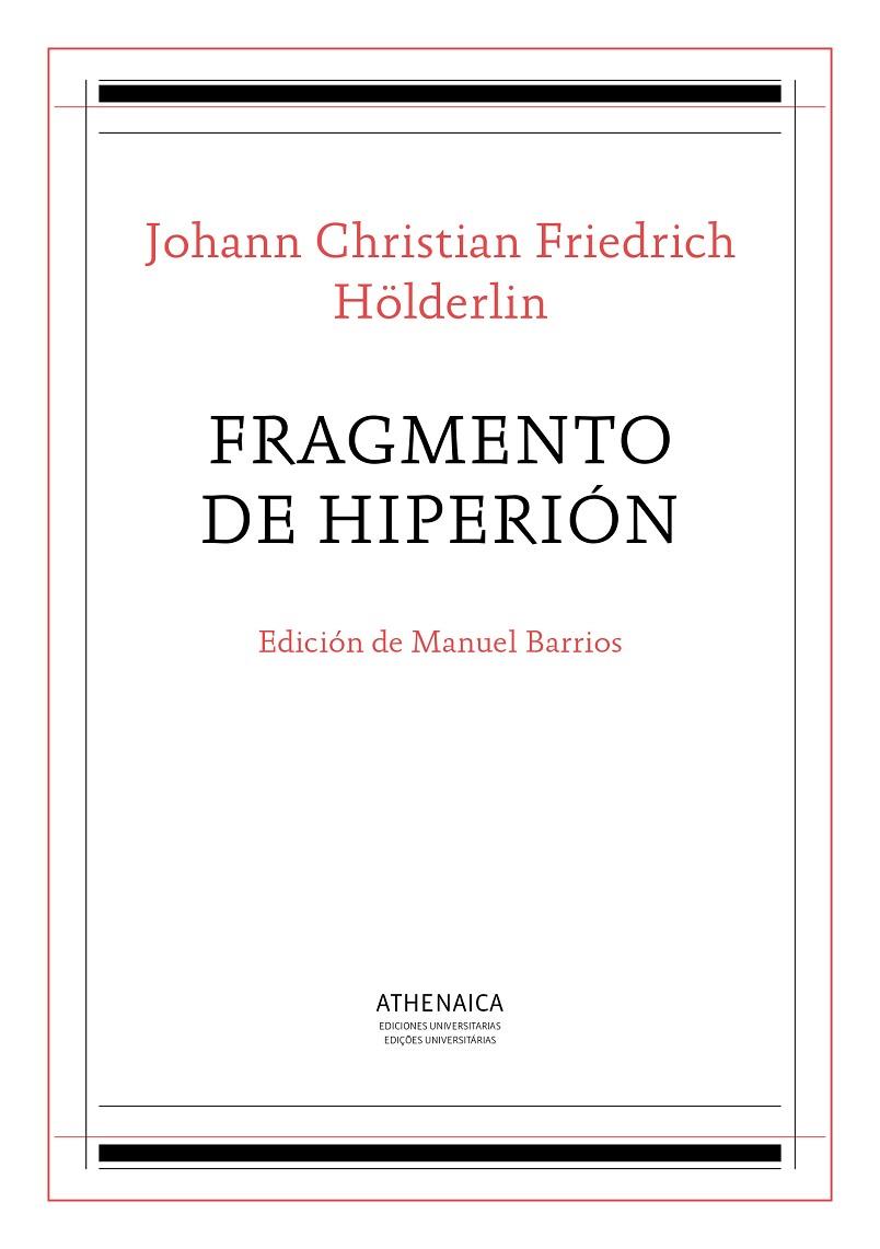 FRAGMENTO DE HIPERIÓN | 9788416770052 | HÖLDERLIN, JOHANN CHRISTIAN FRIEDRICH