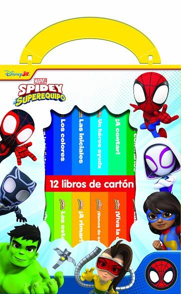 DISNEY JR. MARVEL : SPIDEY Y SU SUPEREQUIPO - MI PRIMERA BIBLIOTECA - 12 LIBROS DE CARTÓN | 9798384604648