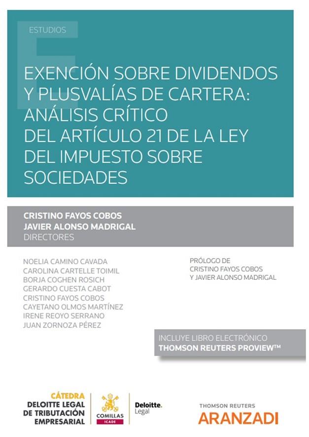 EXENCION SOBRE DIVIDENDOS Y PLUSVALIAS DE CARTERA | 9788411246057 | ALONSO MADRIGAL, JAVIER / FAYOS COBOS, CRISTINO