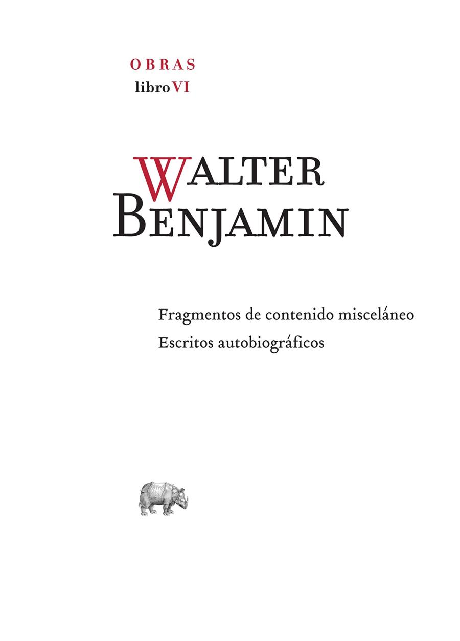 OBRA COMPLETA. LIBRO VI | 9788416160839 | BENJAMIN, WALTER