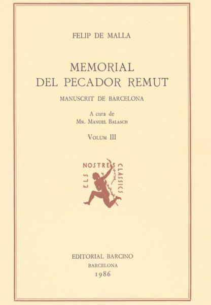 MEMORIAL DEL PECADOR REMUT III | 9788472266049 | DE MALLA, FELIP
