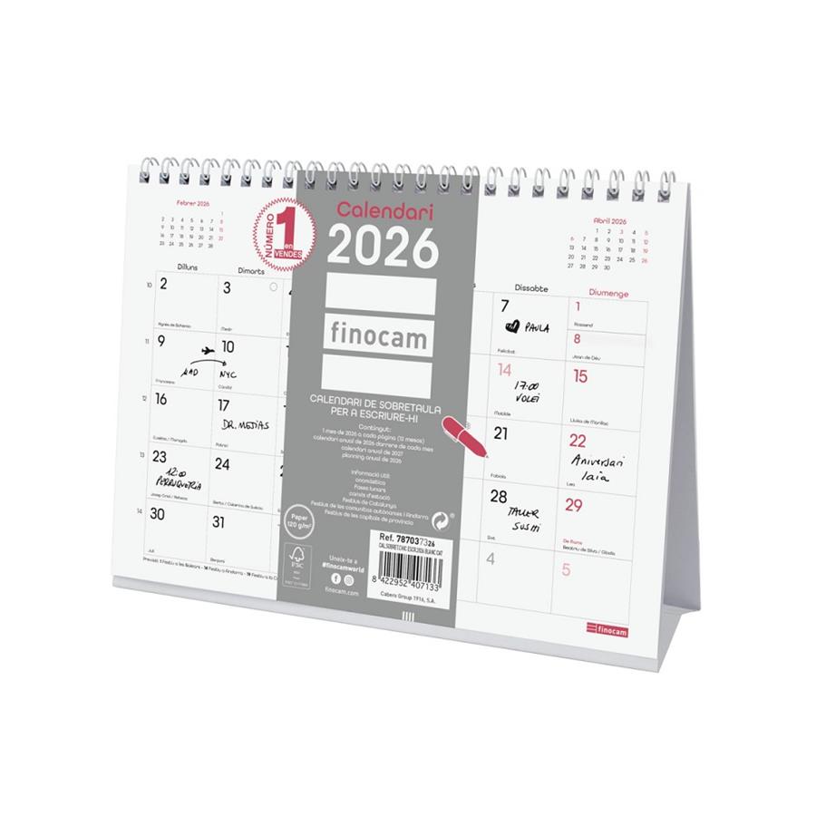 CALENDARI ANUAL CAL.SOBRET.CHIC ESCR.2026BLANC | 8422952407133