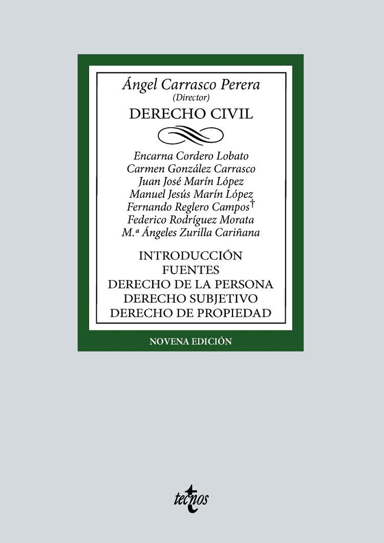 DERECHO CIVIL | 9788430987955 | CARRASCO PERERA, ÁNGEL / CORDERO LOBATO, ENCARNA / GONZÁLEZ CARRASCO, Mª DEL CARMEN / MARÍN LÓPEZ, J