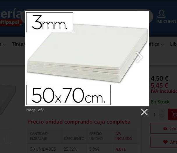 CARTRO PLUMA   BLANC 50 X 70  GRUIX 3 MM. | 8423473084971