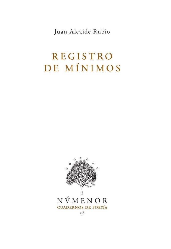 REGISTRO DE MINIMOS | 9788412952506 | ALCAIDE RUBIO, JUAN