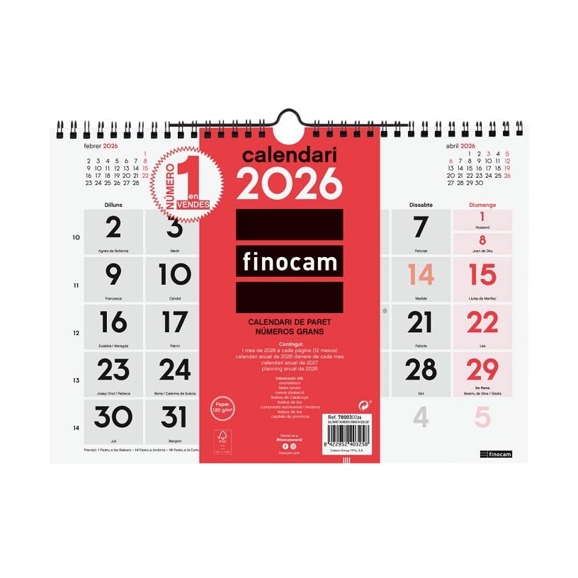 CALENDARI ANUAL CAL.PARET N.GRANS M 2026 | 8422952403258