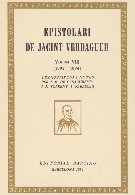 EPISTOLARI VERDAGUER VIII | 9788472265950 | VERDAGUER, JACINT