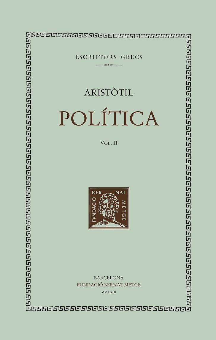 POLÍTICA - VOL II | 9788498594089 | ARISTOTIL