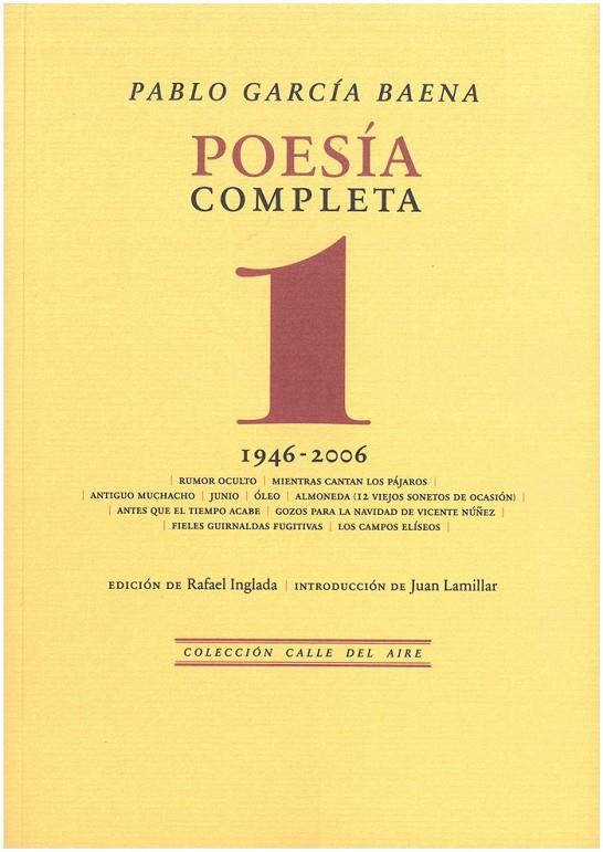 POESIA COMPLETA, 1 | 9788499275987 | GARCIA BAENA, PABLO