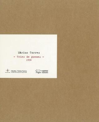 MÀRIUS TORRES. TRIES DE POEMES, 1938 | 9788499759029 | TORRES, MÀRIUS
