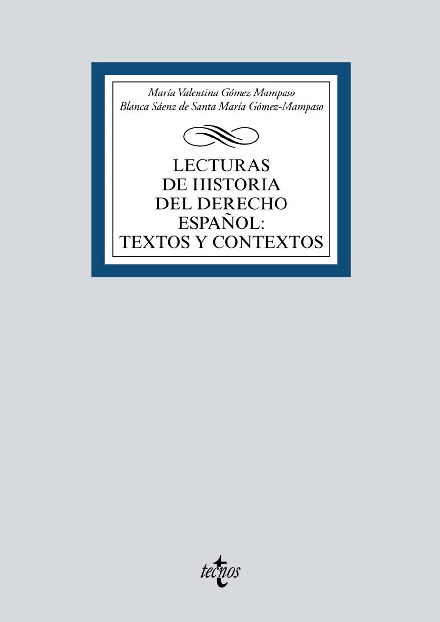 LECTURAS DE HISTORIA DEL DERECHO ESPAÑOL: TEXTOS Y CONTEXTOS | 9788430983094 | GÓMEZ MAMPASO, MARÍA VALENTINA / SÁENZ DE SANTA MARÍA GÓMEZ-MAMPASO, BLANCA