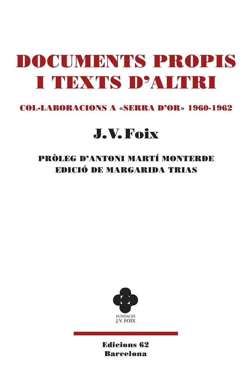 DOCUMENTS PROPIS I TEXTS D'ALTRI | 9788429780802 | FOIX I MAS, J. V.