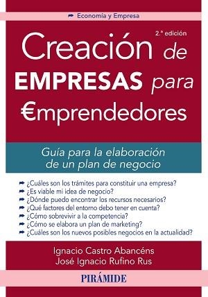 CREACIÓN DE EMPRESAS PARA EMPRENDEDORES | 9788436834109 | CASTRO ABANCÉNS, IGNACIO / RUFINO RUS, JOSÉ IGNACIO