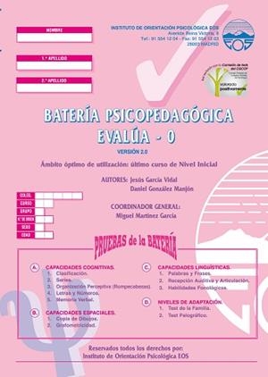 BATERIA PSICOPEDAGOGICA EVALUA - 0 (CUADERNOS) | 9788489967540 | GARCÍA VIDAL, JESÚS / GONZÁLEZ MANJÓN, DANIEL