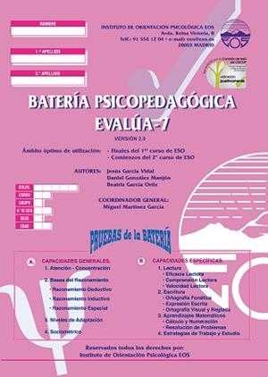 BATERIA PSICOPEDAGOGICA EVALUA - 7 (CUADERNOS) | 9788497273398 | GARCÍA VIDAL, JESÚS / GONZÁLEZ MANJÓN, DANIEL