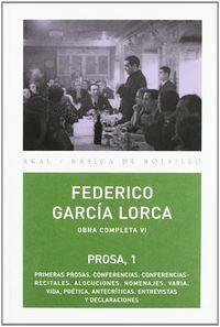 PROSA 1 (FEDERICO GARCÍA LORCA) | 9788446029793 | GARCIA LORCA, FEDERICO