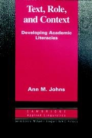 TEXT, ROLE AND CONTEXT | 9780521567619 | JOHNS, ANN M.