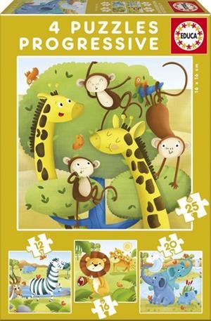 PUZZLES PROGRESIVOS ANIMALES SALVAJES (4 PUZZLES DE 12,16,20,25 PECES) | 8412668171473