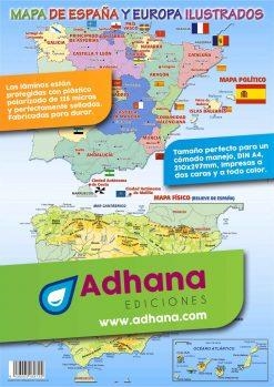 LÁMINA DIDÁCTICA MAPA DE ESPAÑA Y EUROPA ILUSTRADOS | 8436005169725