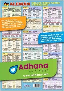 LÁMINA DIDÁCTICA ALEMÁN. TABLA DE VERBOS FUERTES O IRREGULARES | 8436005164553