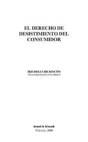 DERECHO DE DESISTIMIENTO DEL CONSUMIDOR, EL | 9788498764925 | BELUCHE RINCÓN, IRIS