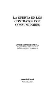 OFERTA EN LOS CONTRATOS CON CONSUMIDORES, LA | 9788498764918 | SIRVENT GARCIA, JORGE