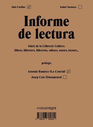 INFORME DE LECTURA | 9788416605804 | CUTILLAS ALBERICH, ABEL