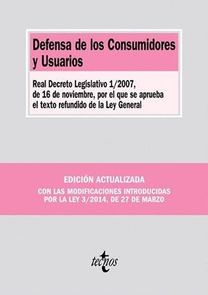 DEFENSA DE LOS CONSUMIDORES Y USUARIOS (ED. 2014) | 9788430962297 | EDITORIAL TECNOS