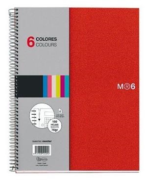 LLIBRETA NOTE BOOK 6 COLORS TAPA VERMELLA | 8422593028254