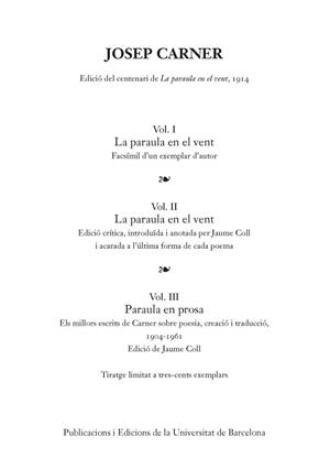 PARAULA EN EL VENT, LA | 9788447542246 | CARNER, JOSEP