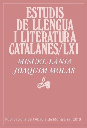 MISCEL·LÀNIA JOAQUIM MOLAS, 6 | 9788498833133 | MASSOT I MUNTANER, JOSEP