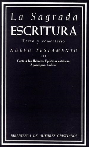 SAGRADA ESCRITURA, LA. NUEVO TESTAMENTO. III: CARTA A LOS HEBREOS. EPÍSTOLAS CATÓLICAS. APOCALIPSIS. ÍNDICES | 9788422000549 | PROFESORES DE LA COMPAÑÍA DE JESÚS
