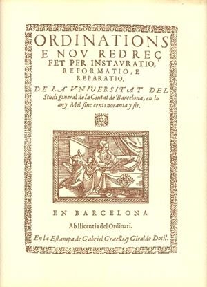ORDINATIONS E NOV REDREÇ DE LA UNIVERSITAT DE BARCELONA (1596) | 9788460059752 | UNIVERSITAT DE BARCELONA