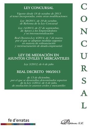LEY CONCURSAL. LEY DE MEDIACIÓN EN ASUNTOS CIVILES Y MERCANTILES. REAL DECRETO 980-2013. | 9788490850176 | LOPO LÓPEZ, MARÍA ANTONIA / MARTÍN MOLINA, PEDRO B.