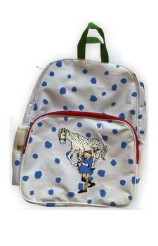 MOCHILA PIPPI FONDO BLANCA CON TOPOS AZULES | 8437020229074
