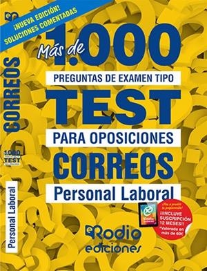CORREOS. PERSONAL LABORAL. MÁS DE 1.000 PREGUNTAS TIPO TEST PARA OPOSICIONES. | 9788418331060 | VARIOS AUTORES