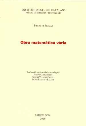 OBRA MATEMÀTICA VÀRIA | 9788472839793 | FERMAT, PIERRE DE