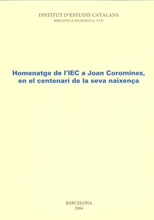 HOMENATGE DE L'IEC A JOAN COROMINES | 9788472838864