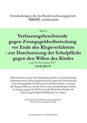 VERFASSUNGSBESCHWERDE GEGEN ZWANGSGELDVOLLSTRECKUNG VOR ENDE DES KLAGEWEGES - ZUR DURCHSETZUNG DER SCHULPFLICHT GEGEN DEN WILLEN DES KINDES VOM 04. NO | 9783748108405